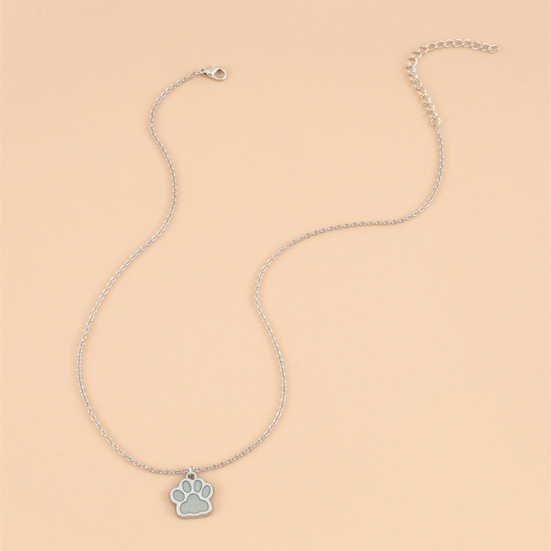 Wholesale Luminous Dog Paws Stainless Steel Necklaces